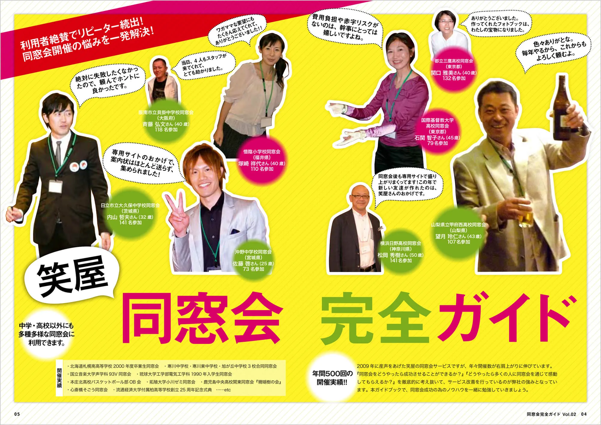 笑屋の同窓会完全ガイド＆別冊 同窓会サポートブック 中面